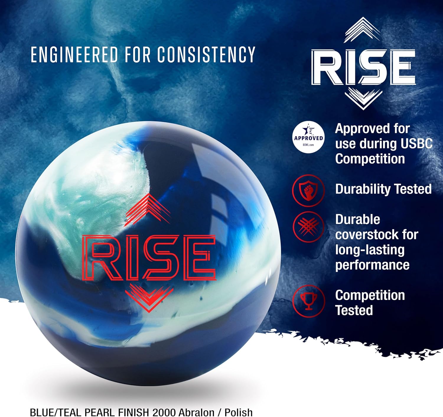 KR Strikeforce Rise Reactive Performance Undrilled Bowling Ball for Dry to Medium Lanes and Available in 5 Designs and 7 Weights