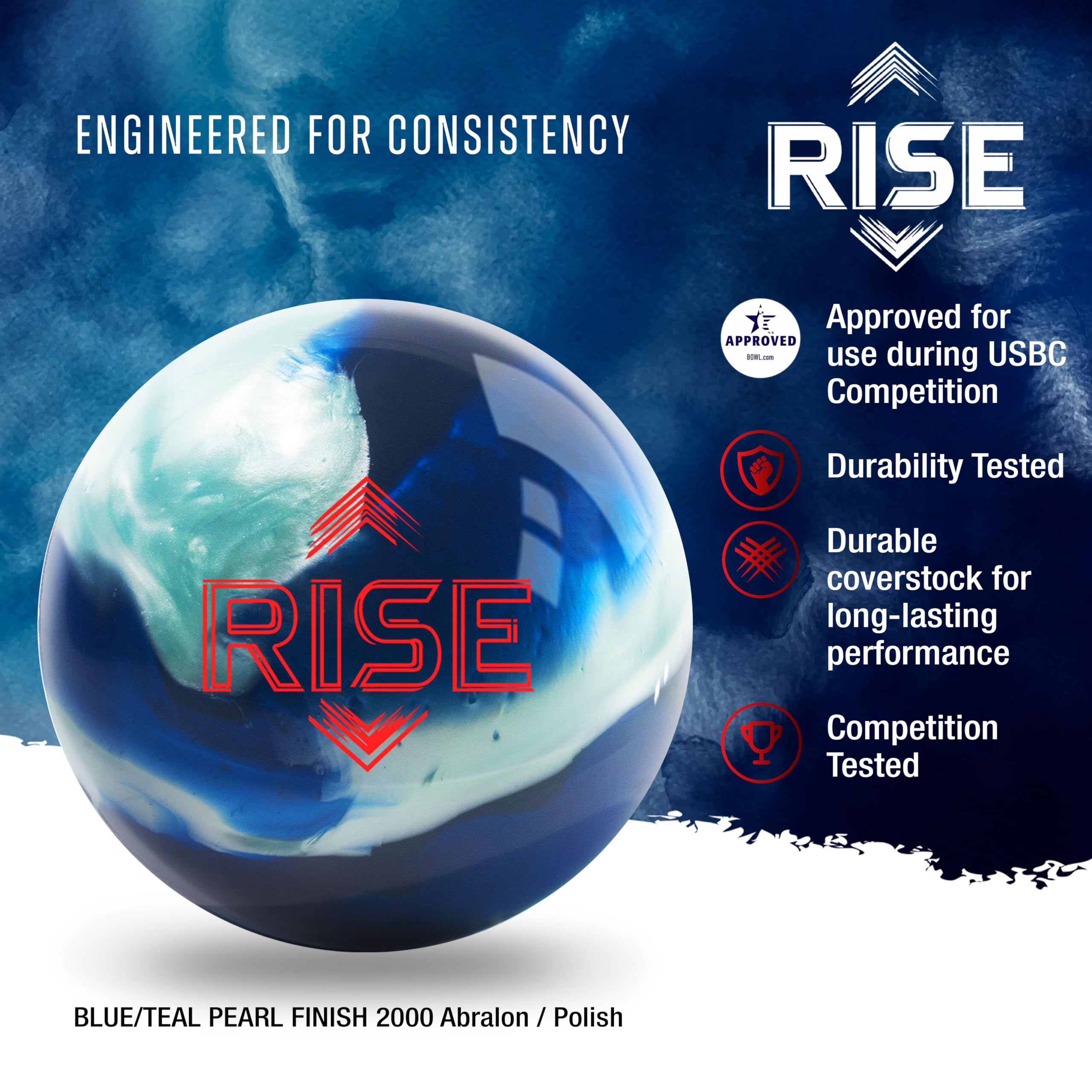 KR Strikeforce Rise Reactive Performance Bowlingball ungebohrt USBC-geprüft 7,3 kg