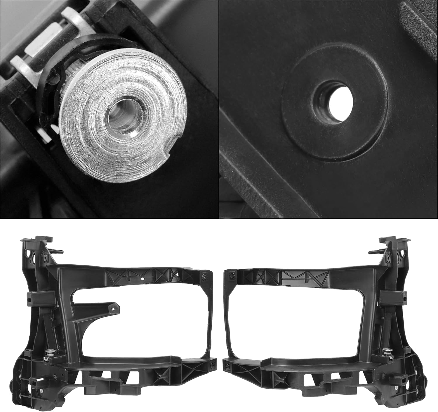 ecotric radiator support headlamp mounting bracket compatible with 2013-2024 dodge ram 1500 classic 2500 3500 4500 5500 replacement for 68222829aa ch1225256 68222828aa ch1225257 (set of 2) left (driver side) & right (passenger side)