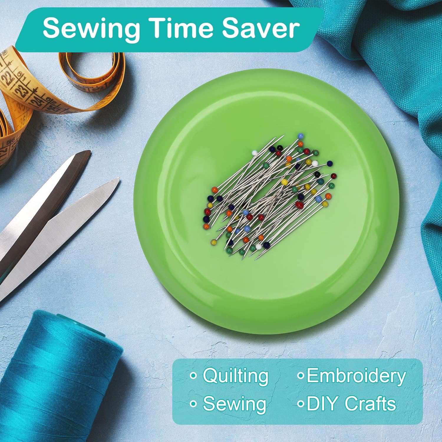 Coitak Magnetic Sewing Pincushion with 100 Plastic Head Pins, Magnetic Pins Holder for Sewing Quilting