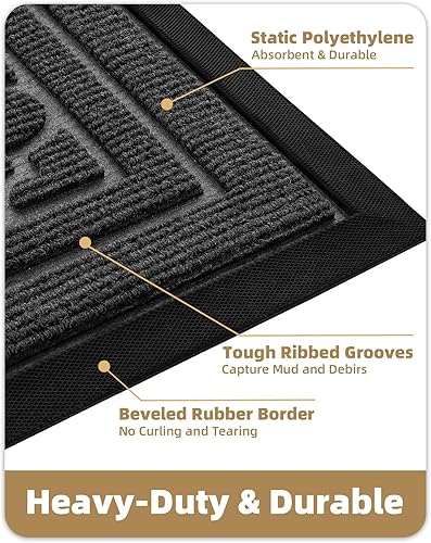 Miniatura 5 de Color G - Alfombras para puerta de entrada al aire libre para atrapar la suciedad, tapetes de puerta exterior para evitar resbalones, tapete para