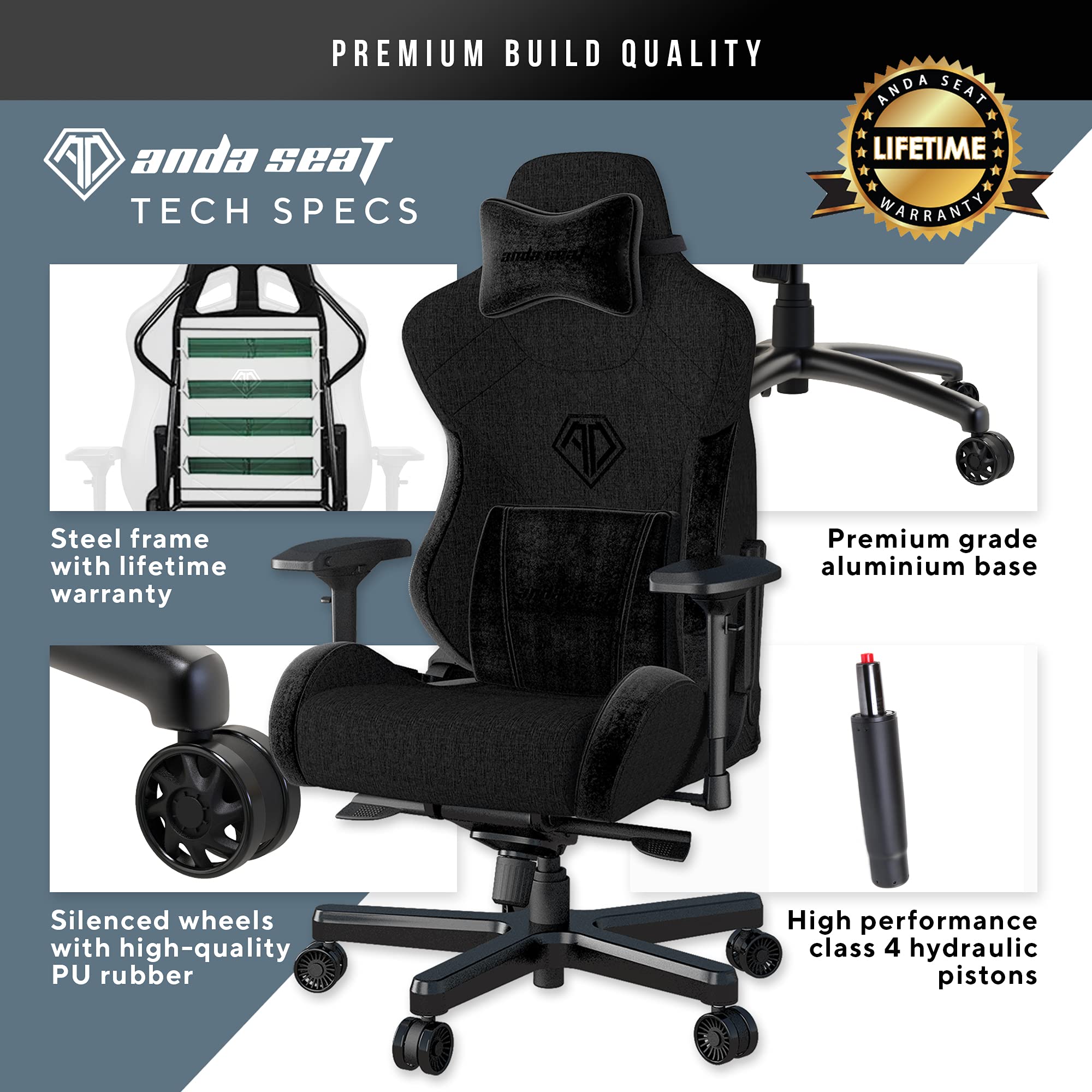 Buy Anda Seat TPro 2 Pro Gaming Chair Black Fabric Premium Fabric