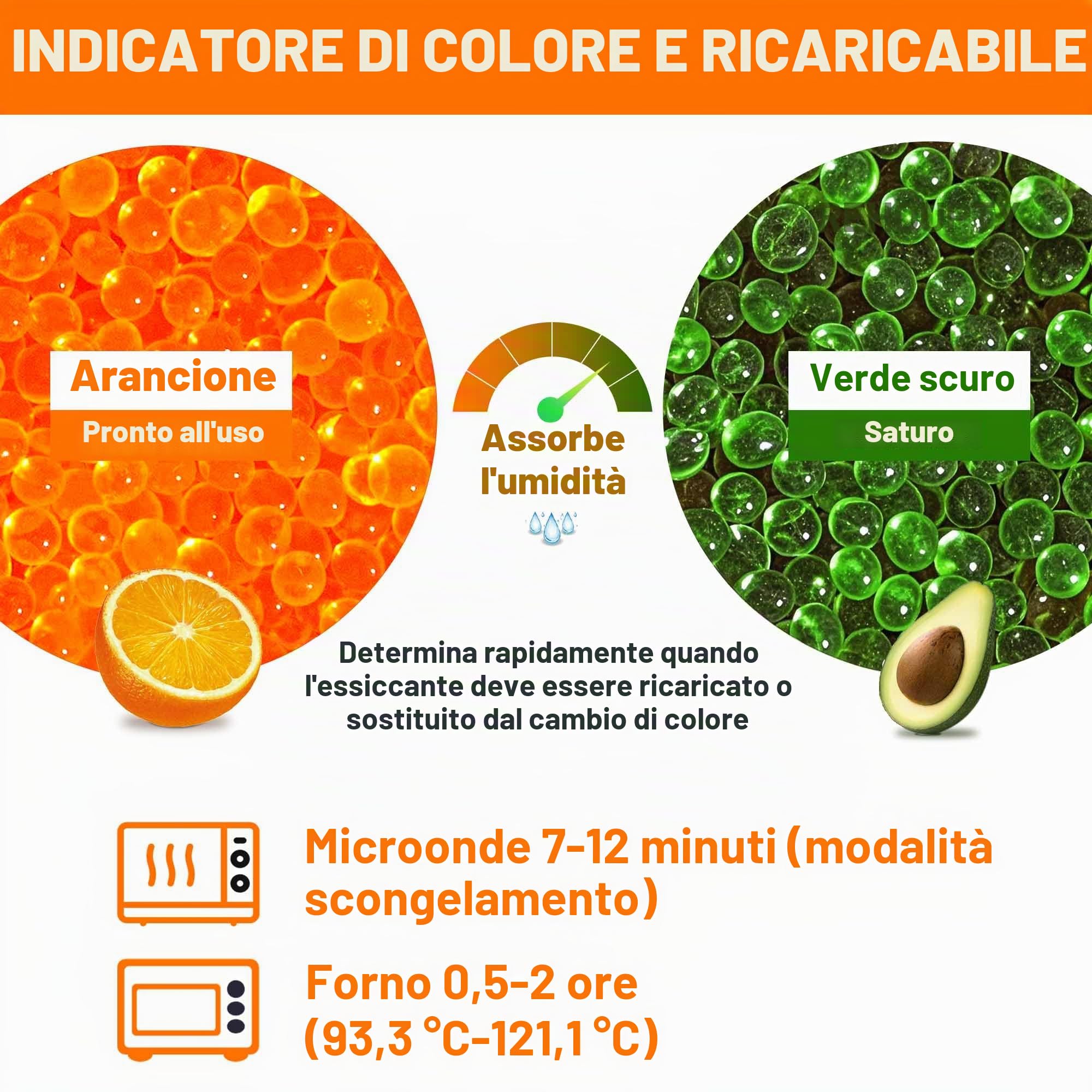 Perline Disiccante Silicia Arancione 907G, Perline Gel Silicia Riutilizzabili, Perline di Desiccante 3-5mm per Filamento 3D, Dispositivi Elettronici, Fotocamera (10 Borsa Filata Eugene Inclusi)