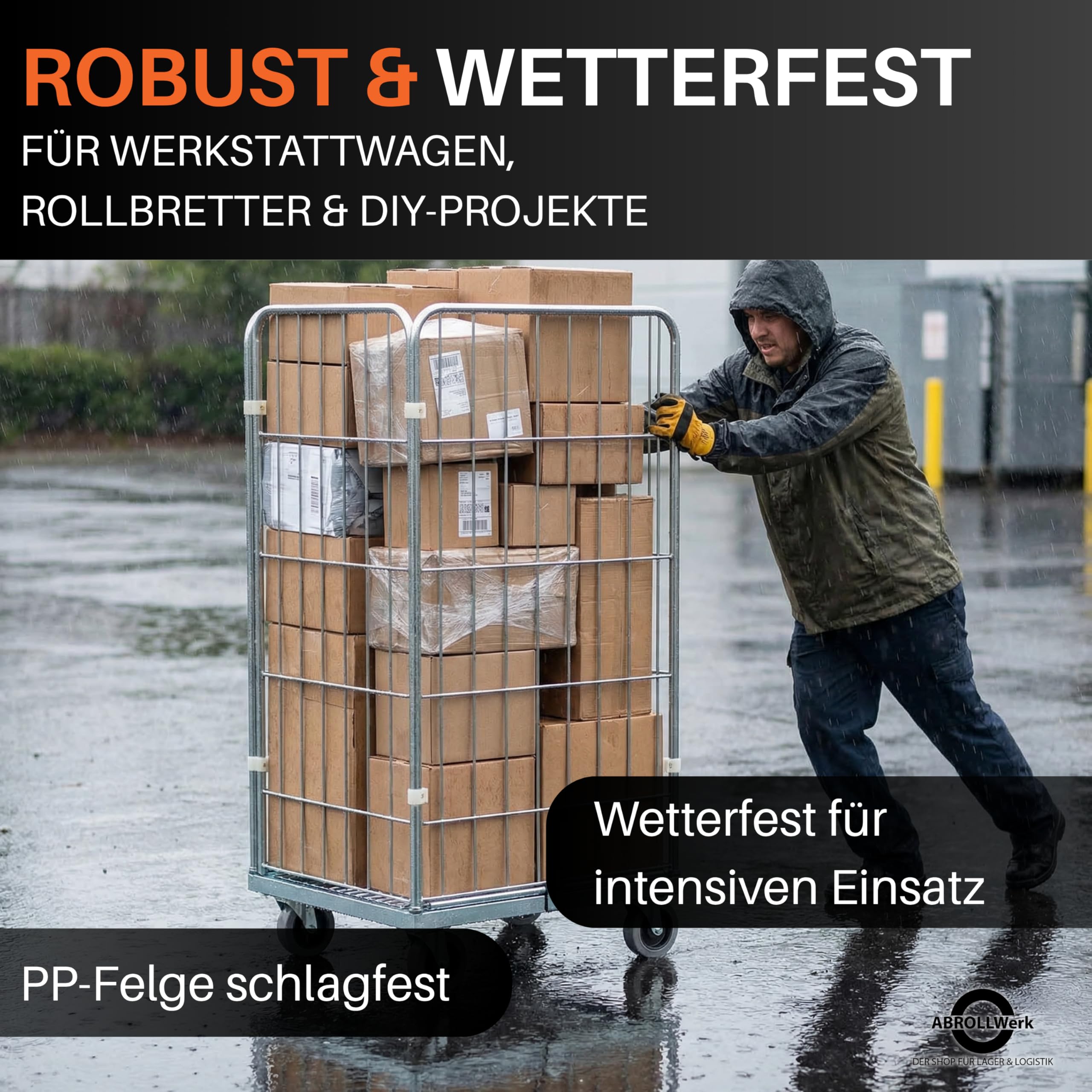 2er Set Einbaurad 125 mm – Gummirollen grau, spurlos – langlebiges Ersatzrad mit Kugellager & Achszubehör M10 – Vielseitig & Leise Transportrollen für Möbel, Werkstatt & Industrie