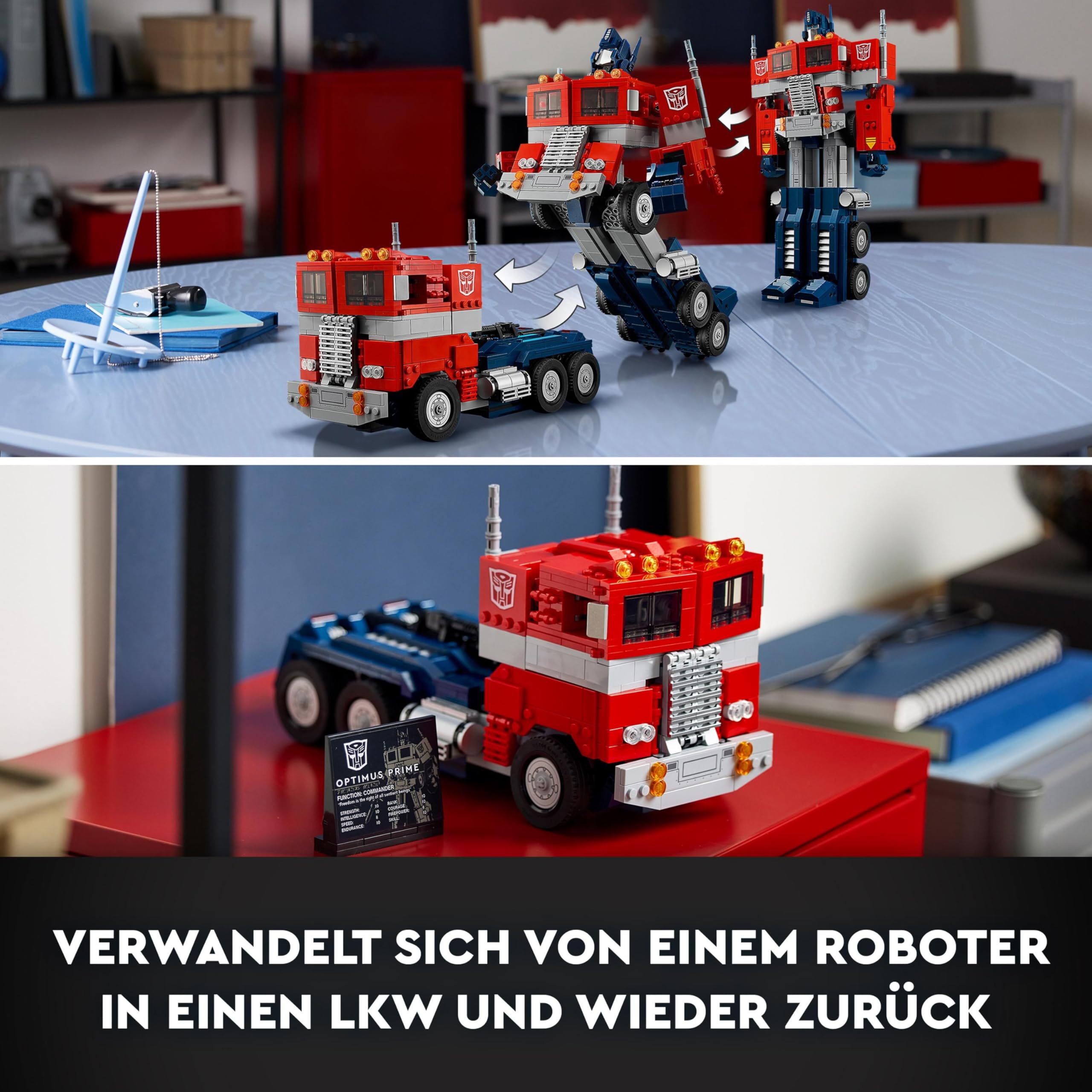 LEGO 10302 Icons Optimus Prime Set, 2in1 Roboter-Figur und LKW-Modell, Transformers-Spielzeug-Modellbausatz für Erwachsene, Geschenk zum Geburtstag oder Weihnachten für Männer, Frauen, Sie und Ihn