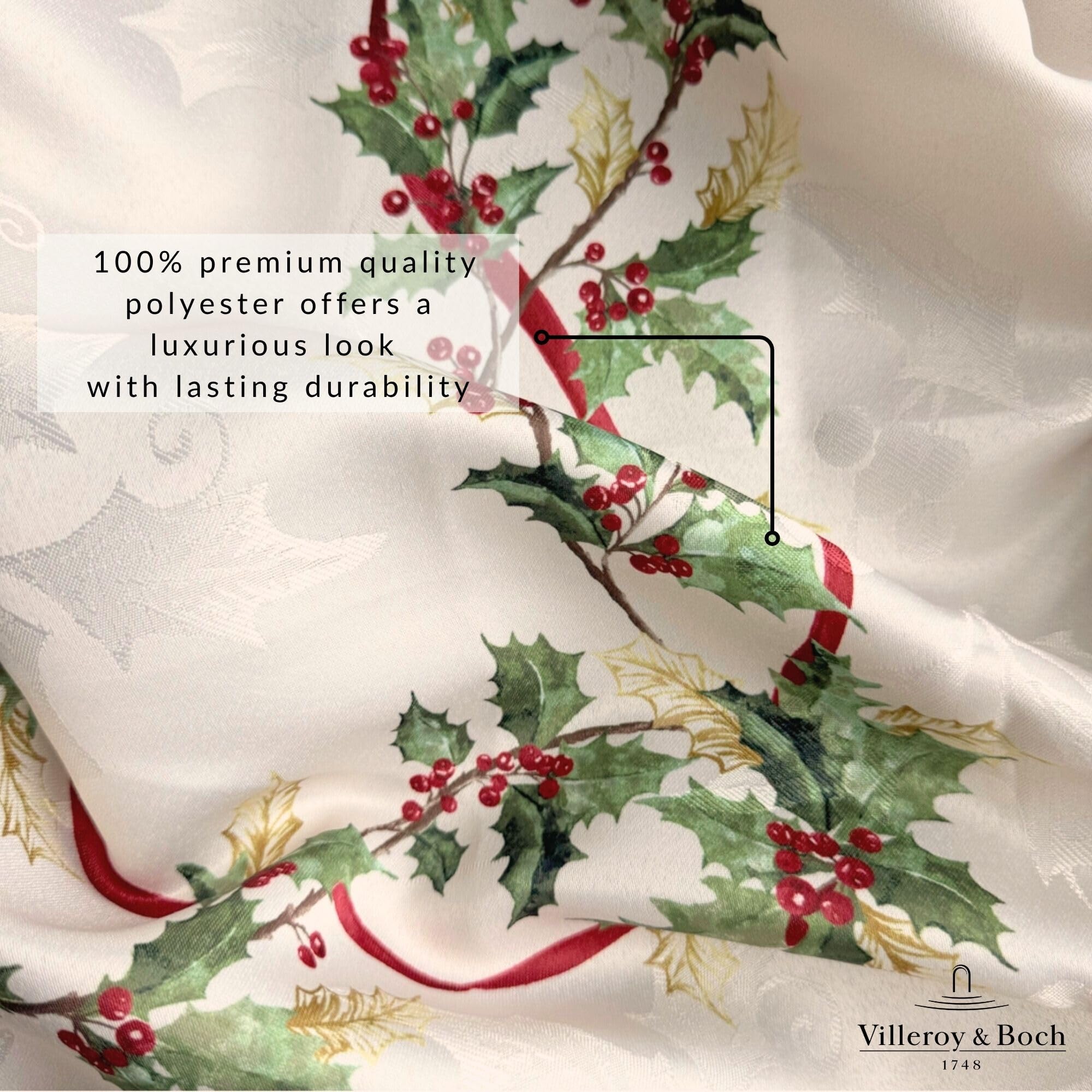 Elrene Home Fashions Villeroy & Boch Nappe rectangulaire de Noël et Guirlande de Noël 152,4 x 365,8 cm