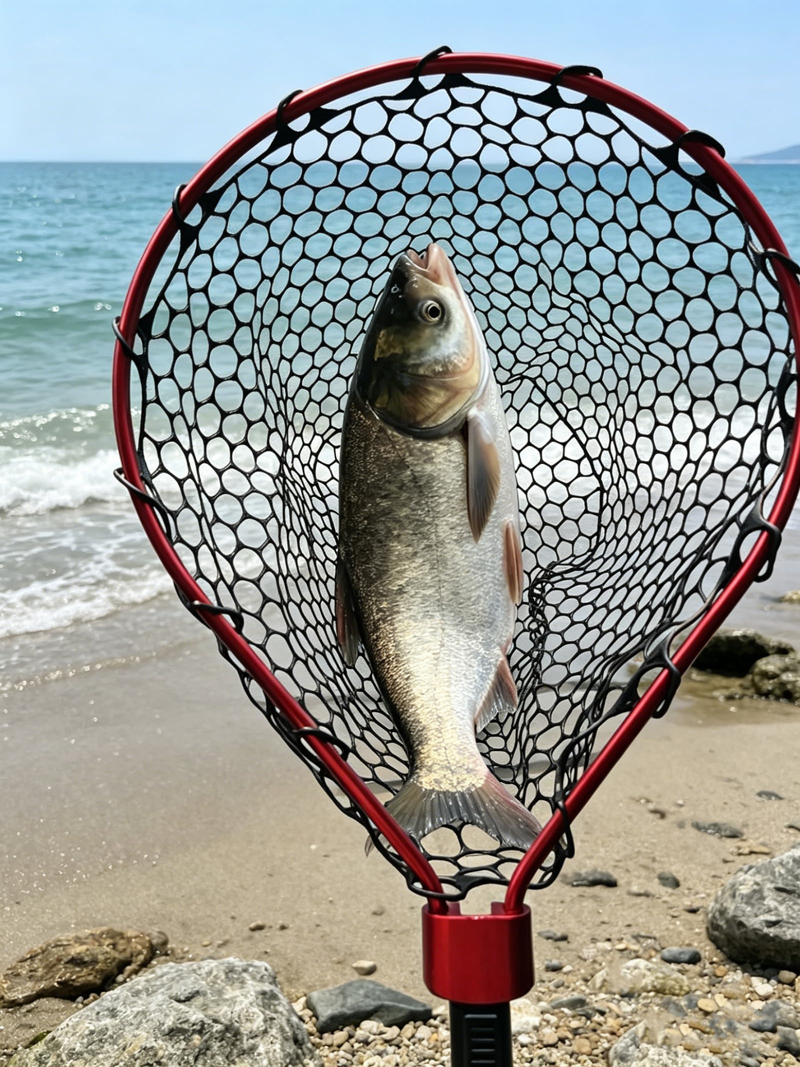 Retino da pesca in silicone, guadino pieghevole e leggero, manico in alluminio resistente per una facile cattura, rilascio, trasporto e stoccaggio
