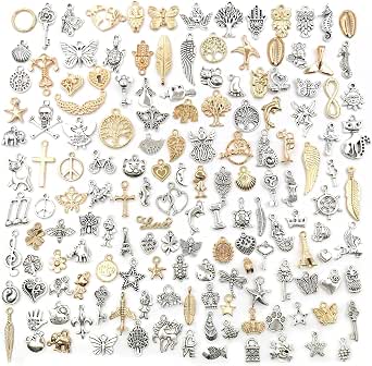 100 Breloques Pour Bijoux DIY - Charms Pendentifs Vintage - Alliage Argenté - Pour Bracelets Et Colliers