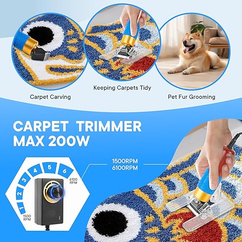 Miniatura 10 de Tufting Gun 2 en 1 - Kit de iniciación de máquina de alfombra de pelo de corte, kit de pistola eléctrica para acolchonar, incluye 10 calcomanías