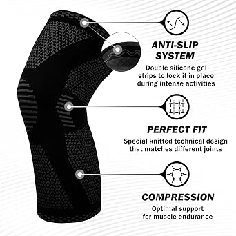 POWERLIX Knee Brace with Pad for Pain Relief, Medical Knee Support, Compression Sleeve for Men & Women, Running, Basketball, Volleyball