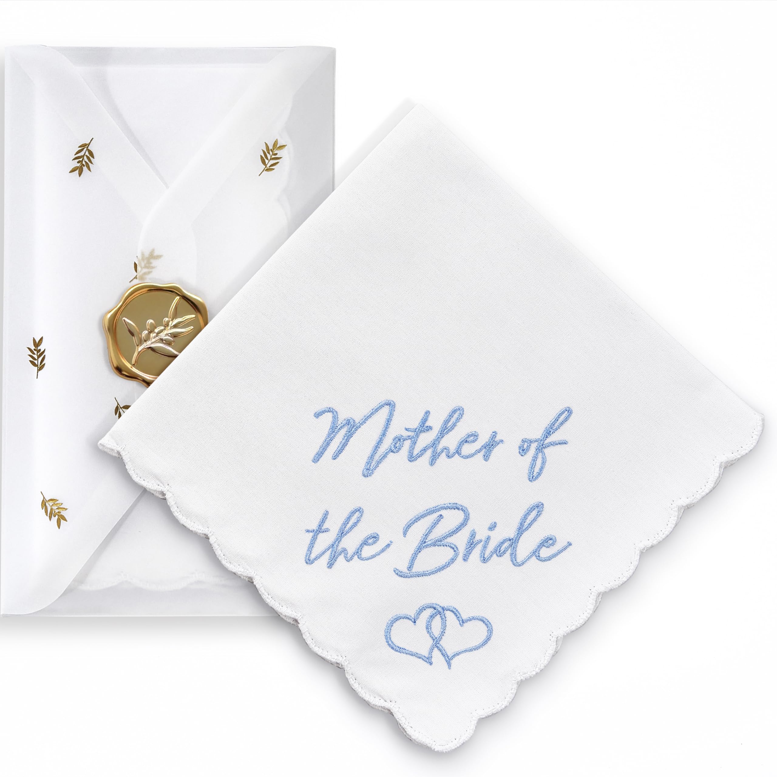 W&F GIFT Wedding Handkerchief, Something Blue for Bride, Mother of the Bride, 12 x 12 in