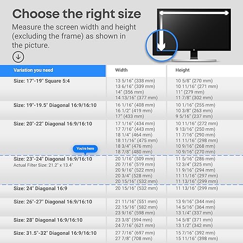 Vista 40 de VINTEZ Protector de pantalla de luz azul para monitor de computadora y portátil de 26, 27 pulgadas, película de bloqueo de luz azul anti-UV para PC