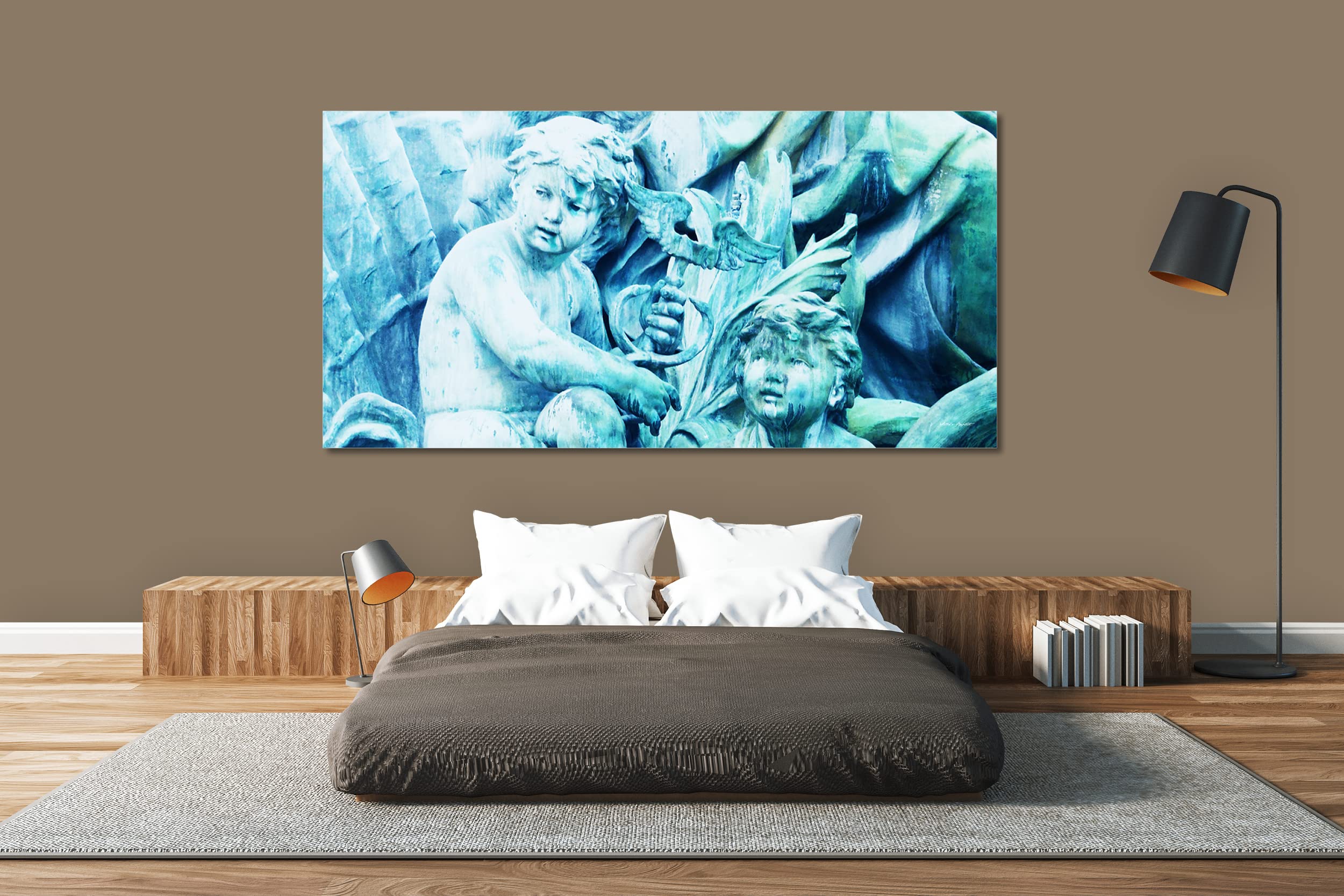 Glücksvilla - Engelchen 2 (Acrylglas-Bild 5 mm, 80 x 40 cm) | div. Maße - aus DE - Kunstdruck Deko Wandbild quer - Kirche Glaube Christentum Engel Bronze Figur