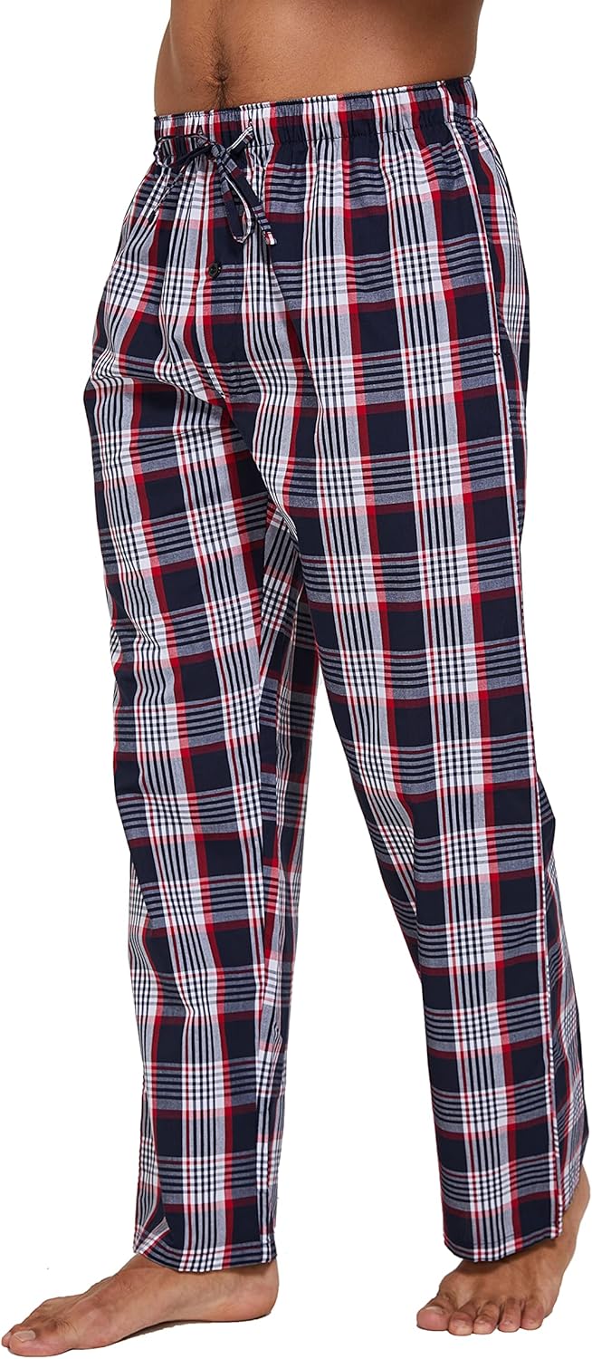 YINC Men's Woven Sleep Pajama Pant Poplin Lounge Pants with Pockets - Image 4