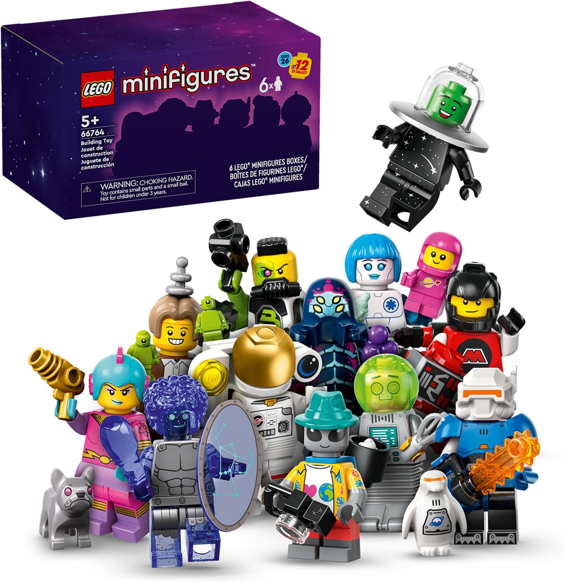 Minifigures Series 26 Space 6 Pack, Multi Pack of Collectible Minifigures for Kids, Sci-Fi Toy Building Set for Independent Play, Gift Idea for Boys and Girls Aged 5 Years Old and Up, 66764