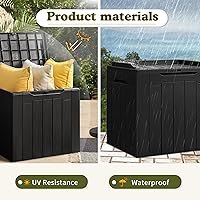 Vista 4 de Devoko Caja de almacenamiento para exteriores de 31 galones, caja de resina impermeable para terraza, con cierre y resistente a los rayos UV