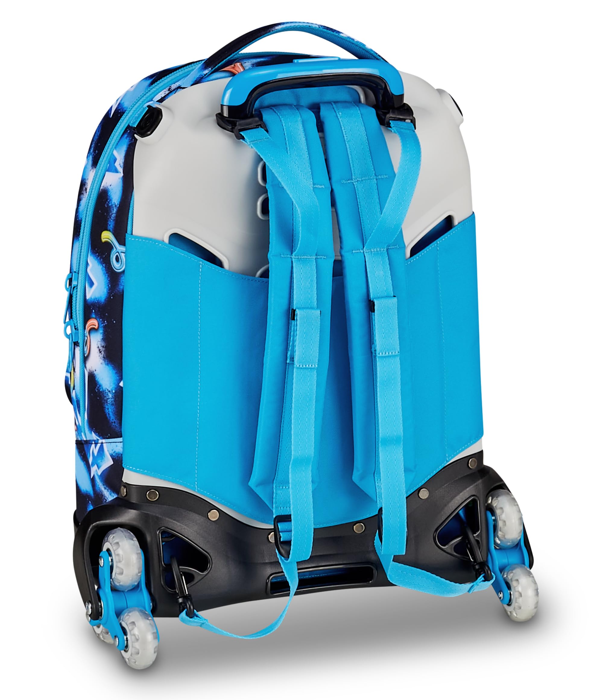 SJ GANG STYLE JAM GANG Trolley Jack 8 ruote GLOWGAME, Blu, 34L, Scomponibile, Cross-over System, 3 in 1, Spallacci a scomparsa, Tasca portaborraccia, Barra regolabile, Scuola elementare, Bambino