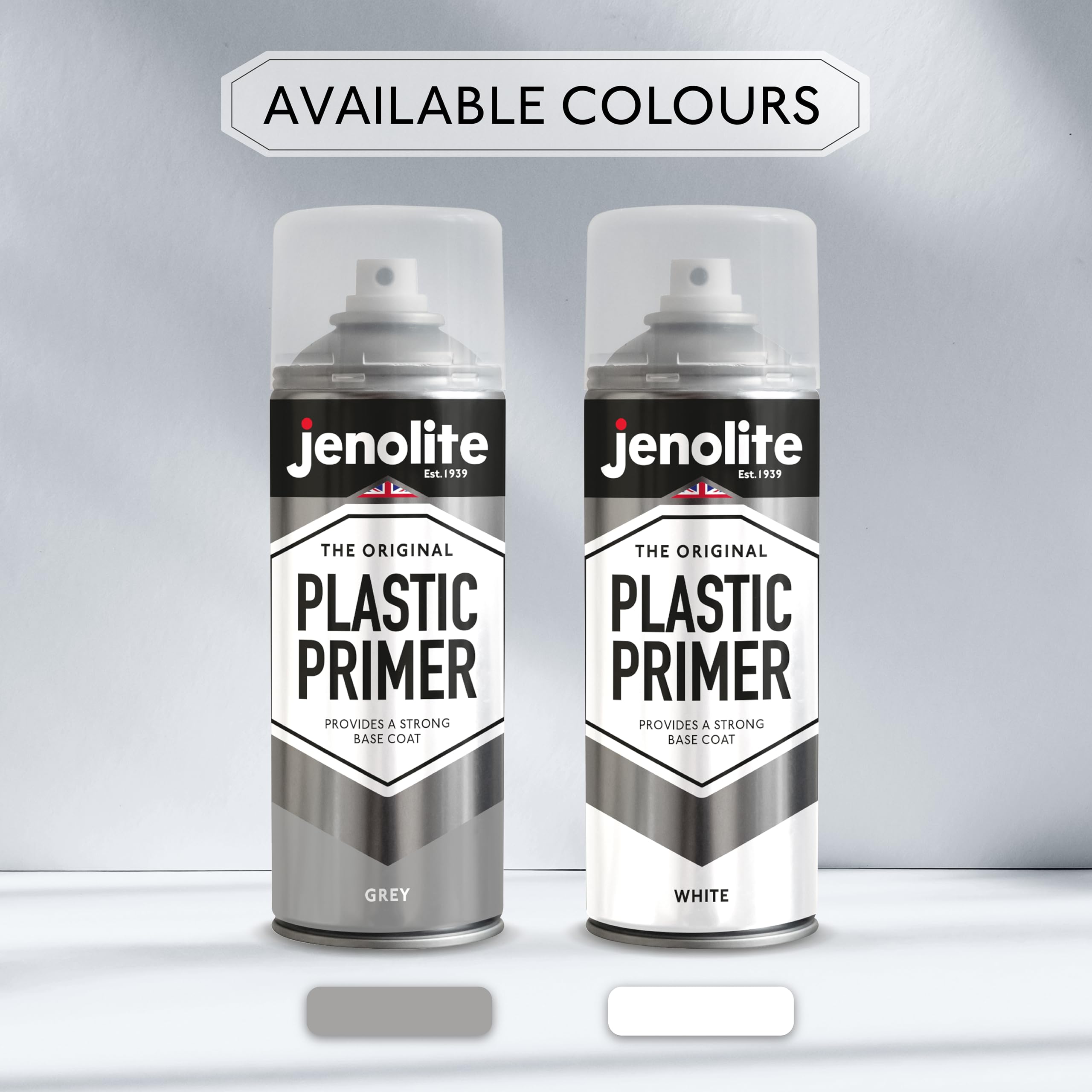 JENOLITE Primer Spray per Plastica Bianco - Alta Qualità, Favorisce l'Adesione - Per Automobili, Mobili da Giardino, Modelli e Altre Materie Plastiche Dure (confezione da 3)