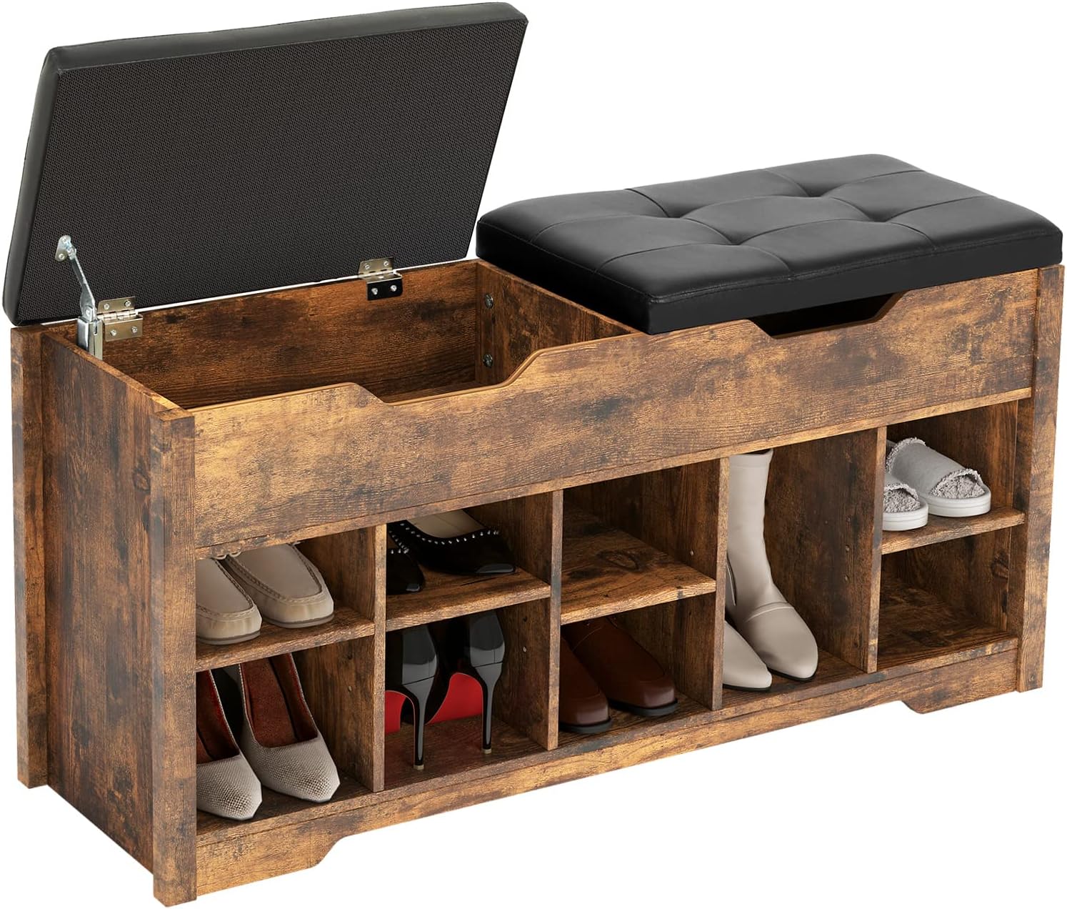 Hasuit Shoes Bench, Storage Rack Bench with 2 Lift Top