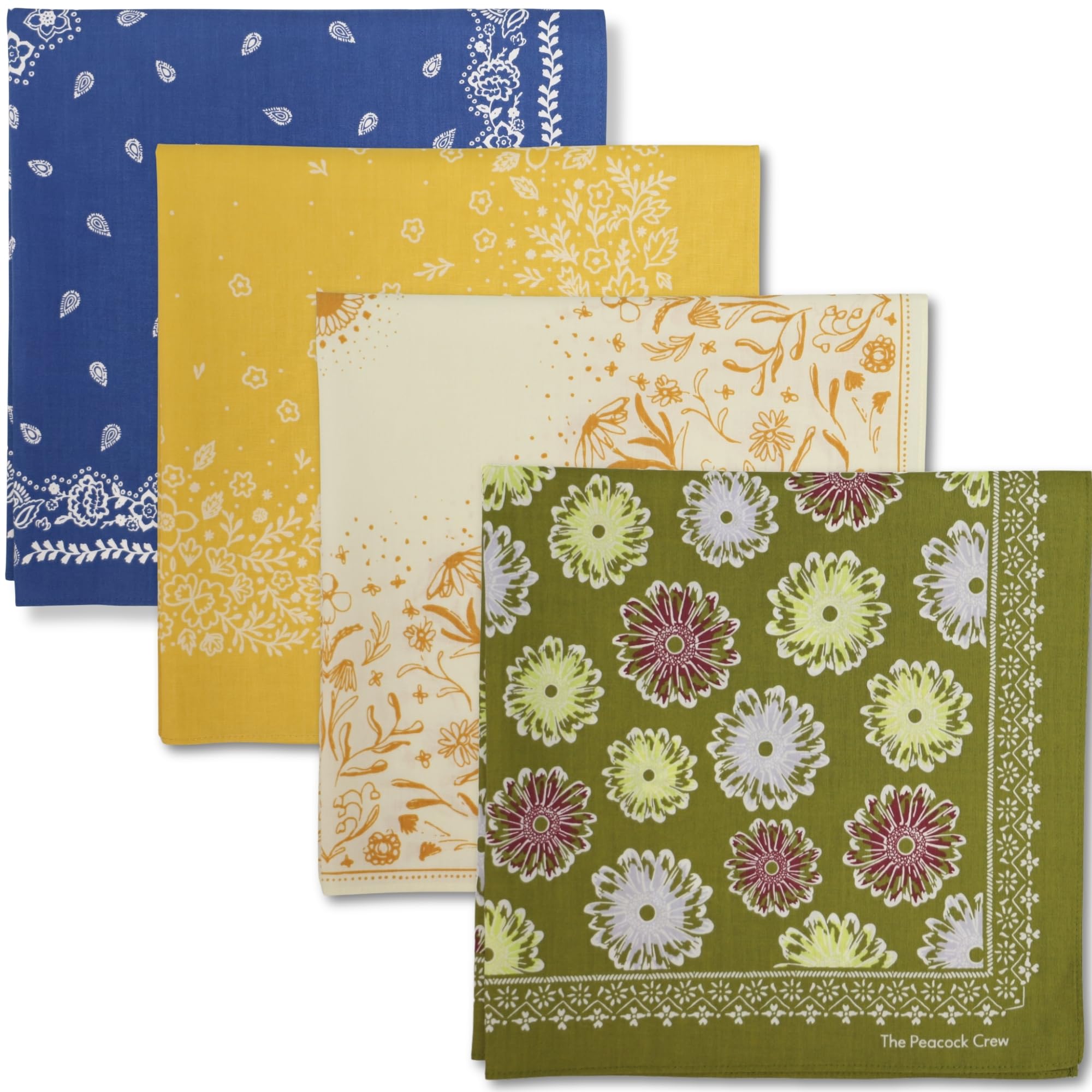 The Peacock Crew Premium Soft Cotton Bandanas Pack for Men and Women Paisley 22 x 22 inches