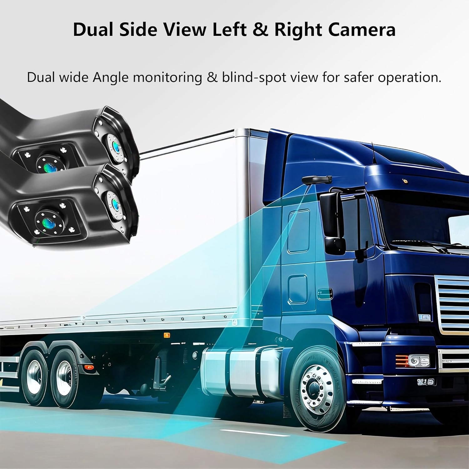 Dual Monitor Truck Camera System, 10.36" Touchable Split Screen + Left & Right Dual Rear View Angle 1080P Cameras with IP69K Waterproof Night Vision Wide Angle DVR Recording for RV Truck Trailer Bus