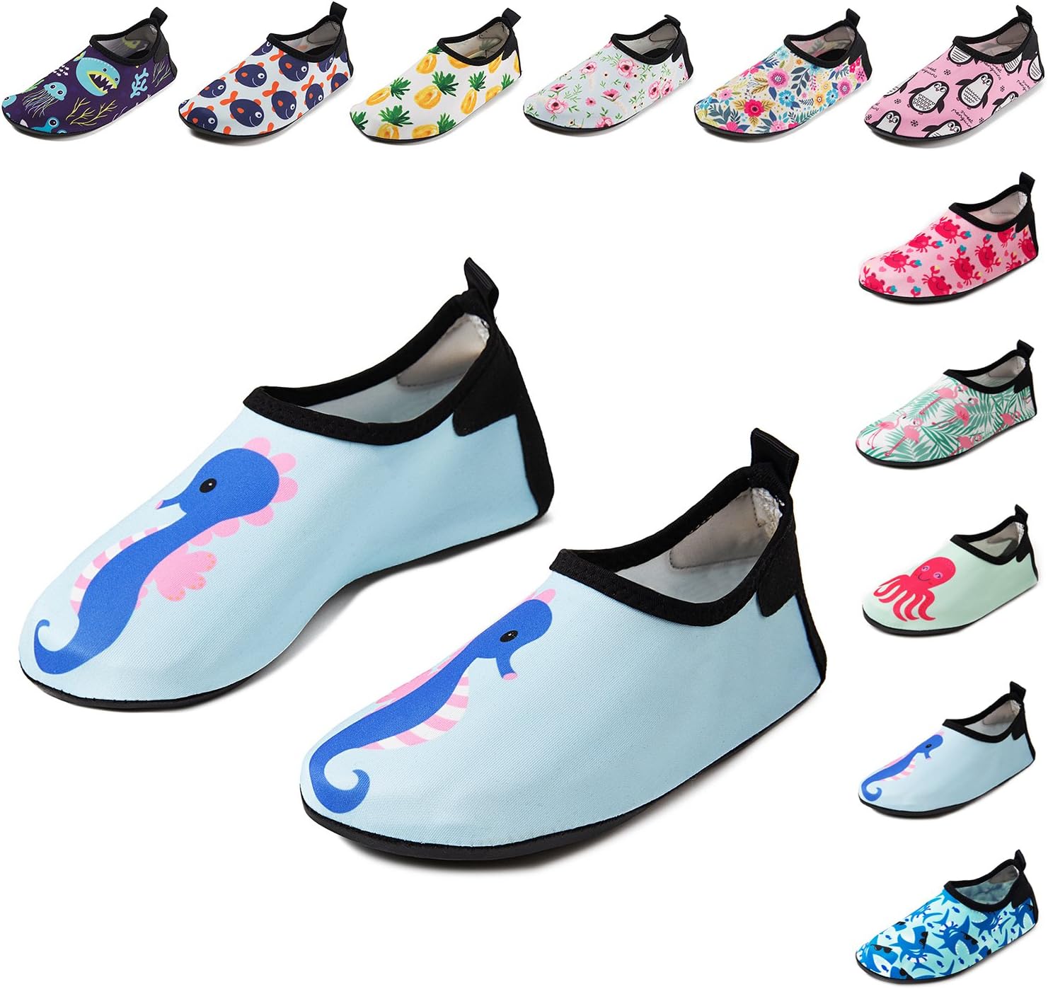 Kids Water Shoes Quick-Dry Swim Barefoot Aqua Socks Shoes for Beach Pool Surfing Dance (9-10 M US Toddler, a.Sea Horse)