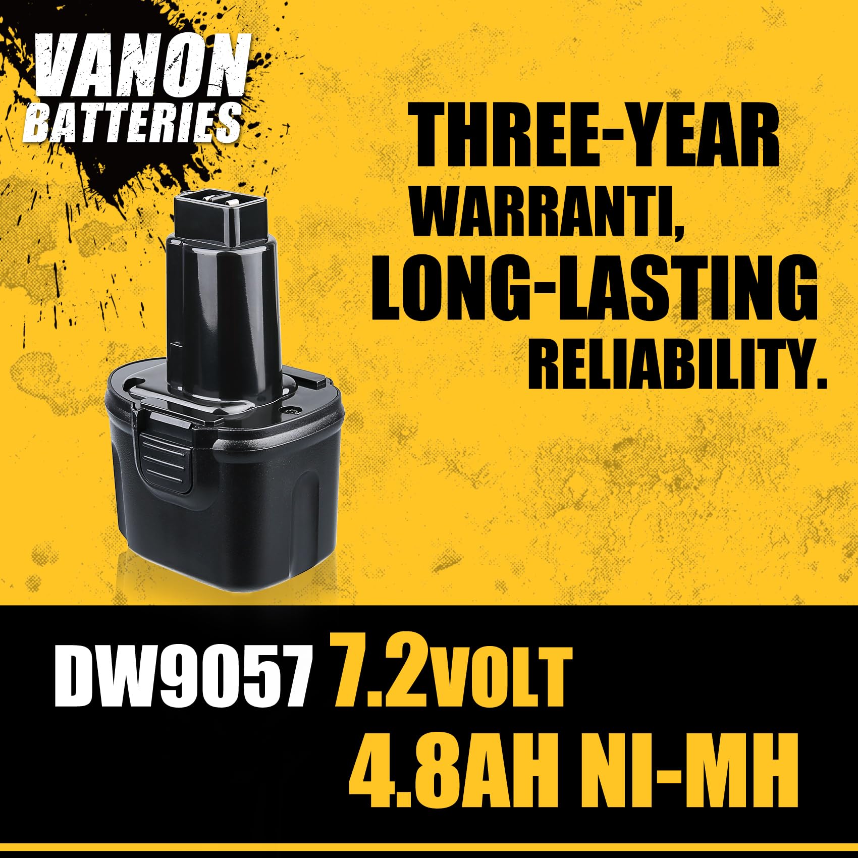 VANON 2Pack 4800mAh 7.2V Ni-MH Battery Replacement for Dewalt 7.2V Battery DW9057 DE9057 DE9085 DW920K DW920K2 DW925K DW925K2 DW968K