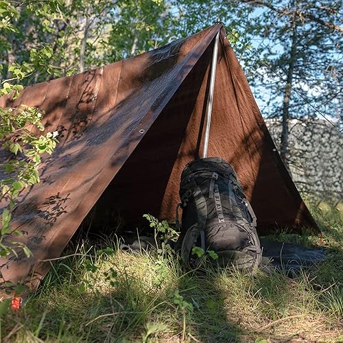 Miniatura 6 de ATERET Funda de lona de polietileno marrón súper resistente de 0.630 in. de grosor y resistente a los rayos UV, gruesa impermeable, a prueba de