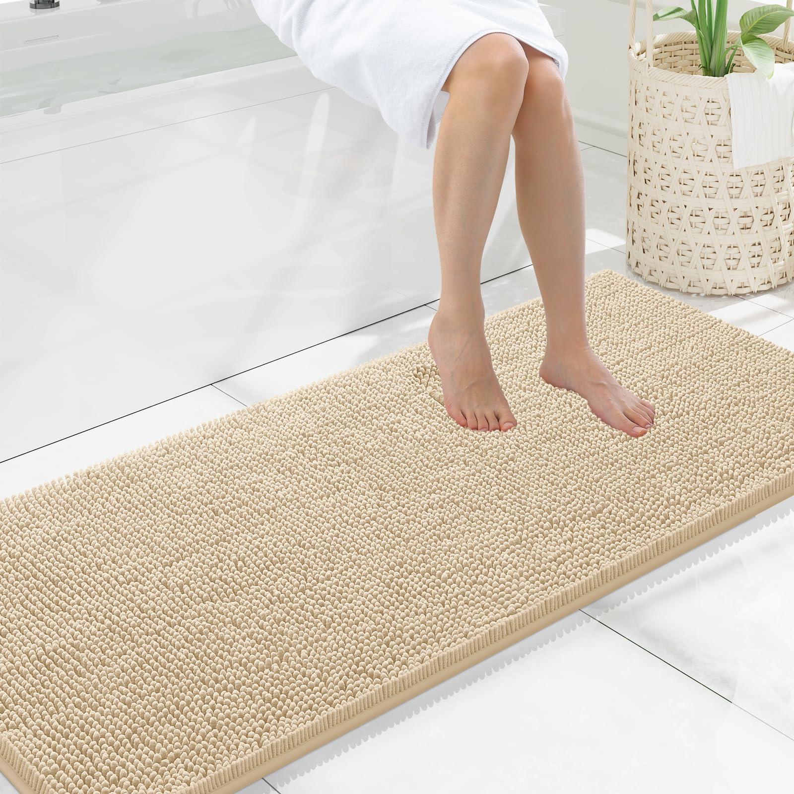 Smiry Bathroom Rugs 59X20, Luxury Chenille Extra Soft Absorbent Bath Mat