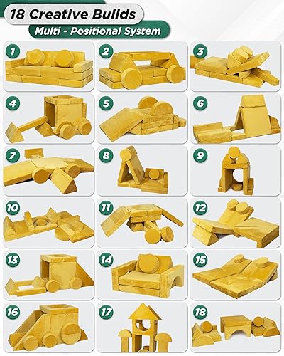 Miniatura 7 de Lunix LX15 - Sofá modular para niños, 14 piezas, sofá seccional para niños, muebles de dormitorio y sala de juegos Fortplay para niños, espuma