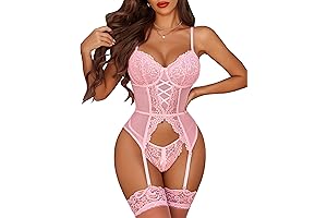 Floral Lace Babydoll Bodysuit Bra and Panty Set