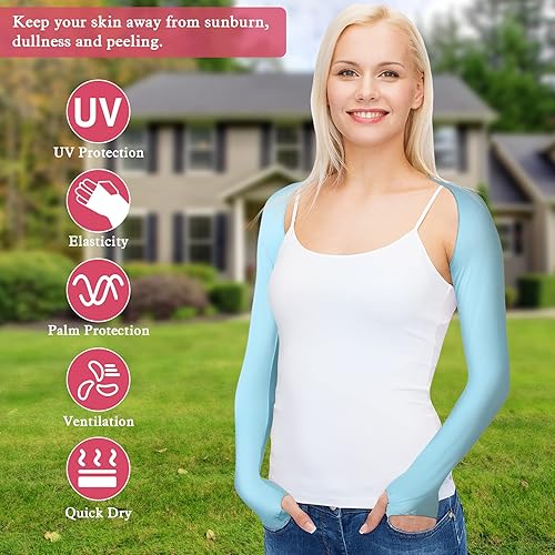 Miniatura 5 de Geyoga 9 pares de mangas de brazo de chal de enfriamiento con agujero para los dedos chal de protección solar chal de golf encogimiento de hombros