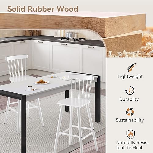 Miniatura 3 de LUE BONA Windsor - Juego de 2 taburetes de bar de madera para isla de cocina, estilo casa de campo de 24 pulgadas de altura de mostrador, sillas con