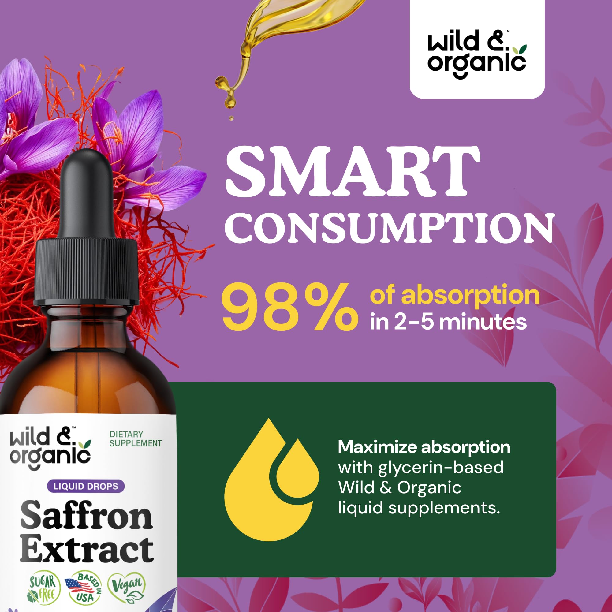 Wild & Organic Saffron Supplements 88.5 mg - Mood, Brain & Vision - 2 oz — Amazon image 4