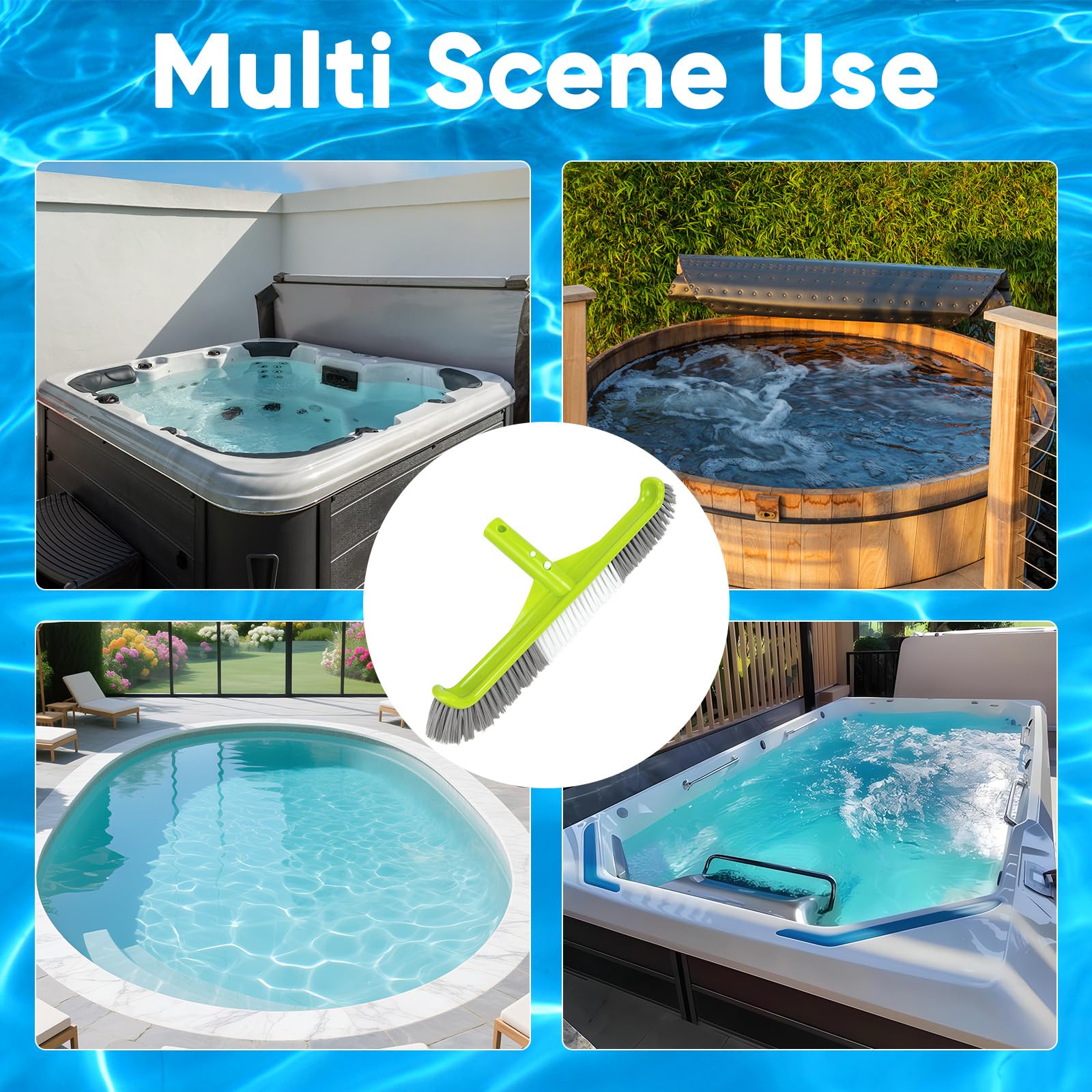 Cepillo Piscina 40 cm (16"), Cepillo para Paredes de Piscina con Cabezal en Ángulo de 45°, 7 Filas de Cerdas de Nylon, Cepillo de Limpieza para Piscina con Sistema EZ-Clip para(Palo no Incluido) — view 7