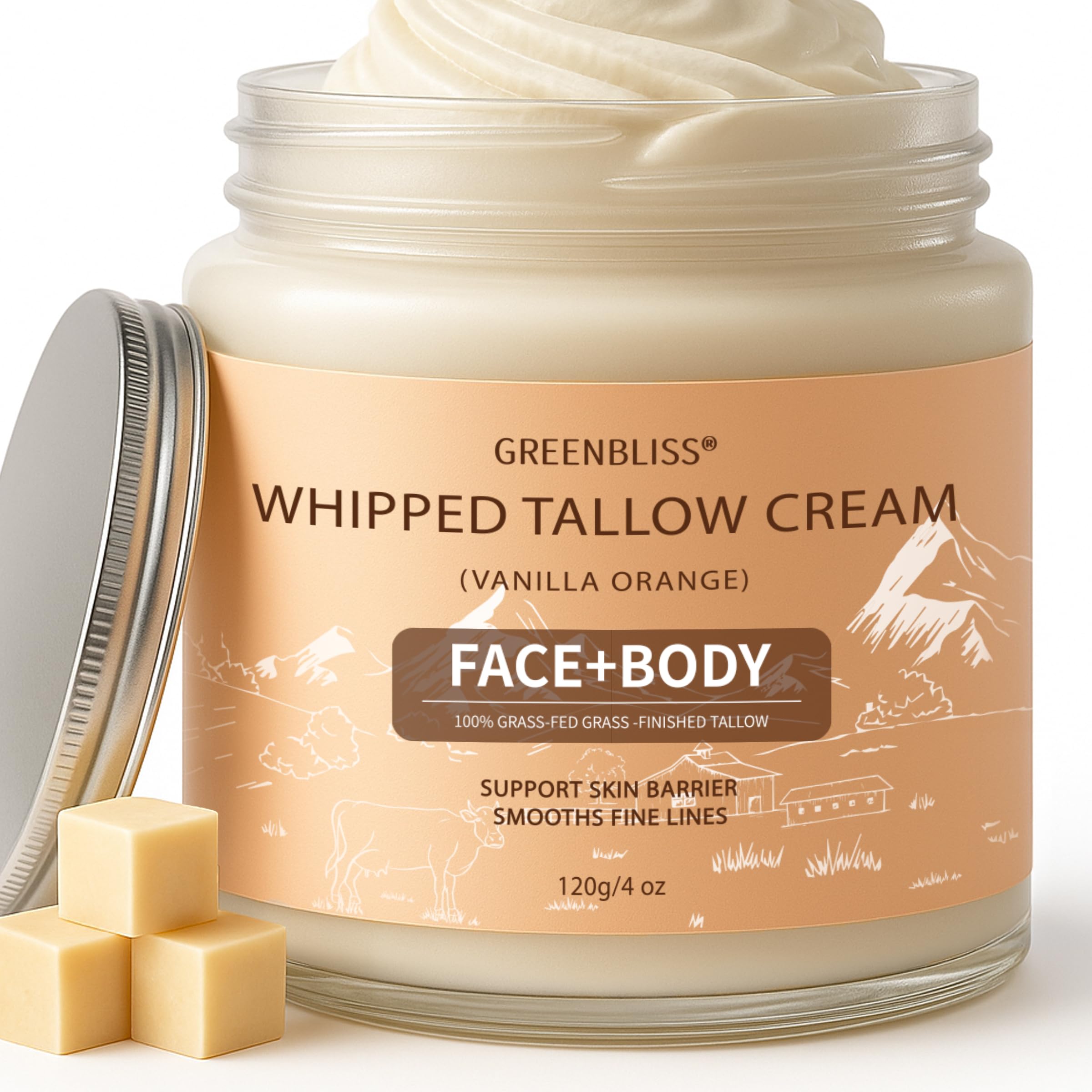 Beef Tallow Skin Care, 100% Organic Grass Fed tallow and honey balm, Face + Body