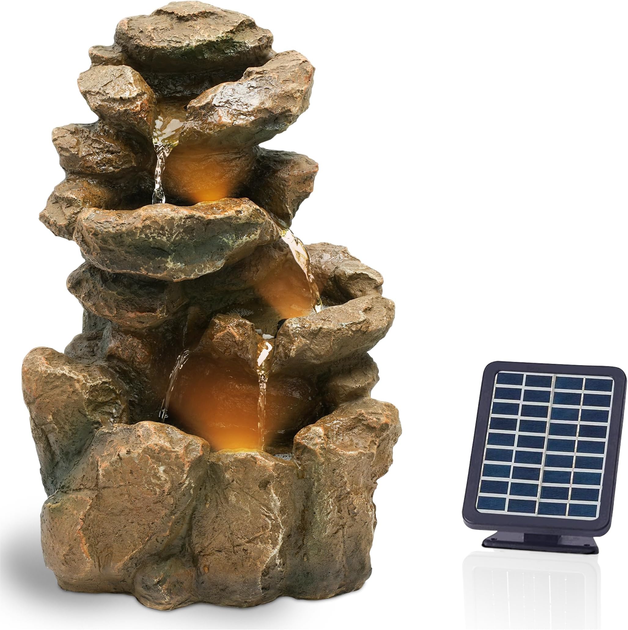 Fontaine Solaire d'extérieur Fontaine avec LED I Balcon/Fontaine de
