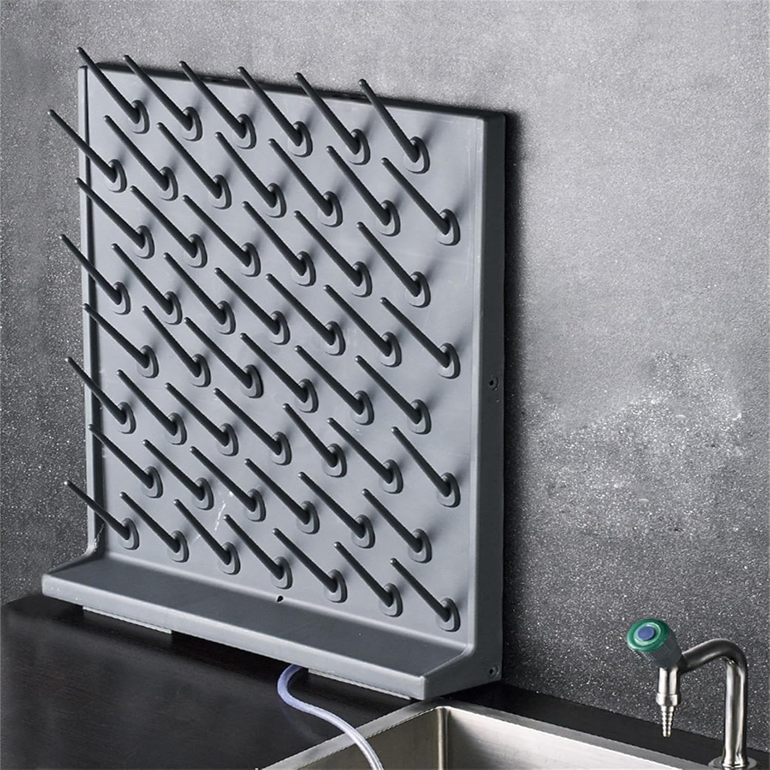 52 Pegs Lab Glass Drying Rack Wall-Mounted Laboratory Drying Rack One Side Detachable PP Construction Education & lab Cleaning Equipment Grey