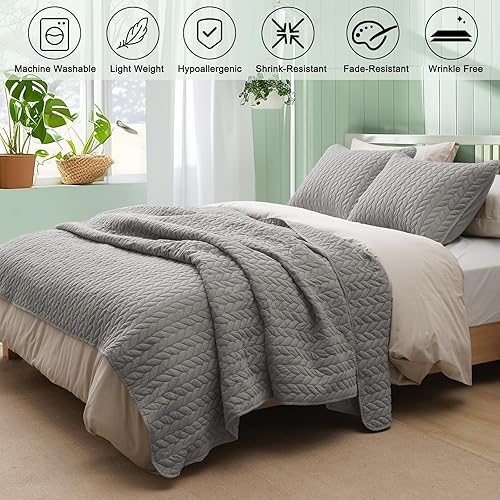 Miniatura 6 de PHF Juego de ropa de cama de tamaño individual  Colcha ligera de verano, 2 piezas, suave y transpirable con patrón de monedas, para todas las