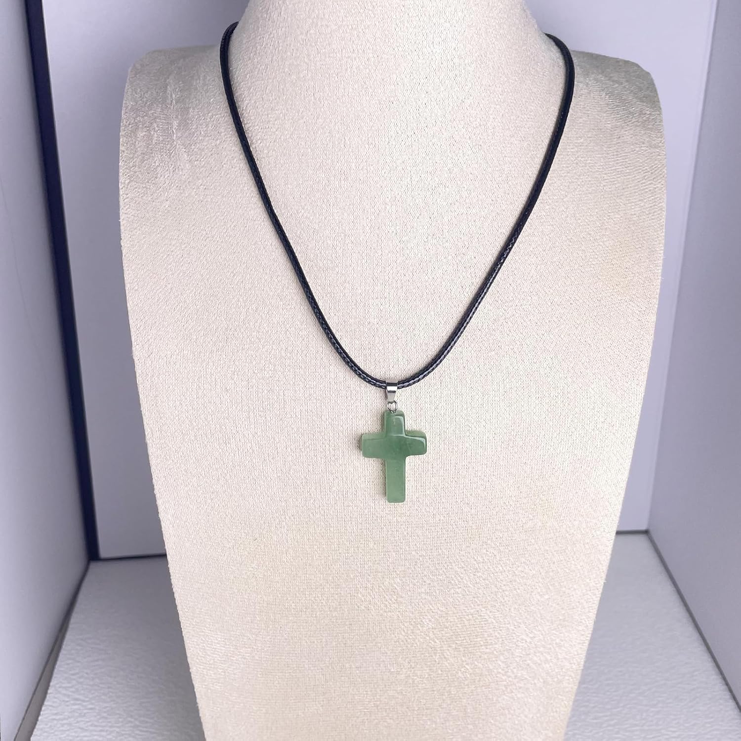 Teardrop/Oval/Cross/Mushroom/Chakra Pendant Black Rope Necklace Natural Stone Jewelry for Women