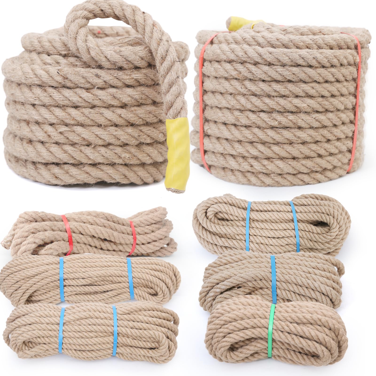 Juteseil, Natürliches Hanfseil, DIY Verdrehtes Manilaseil für Handwerk, Gartenarbeit, Klettern, Hängematte, Nautisch, Tauziehen, Geländer, Innen- und Außendekoration (30mm x 10M)