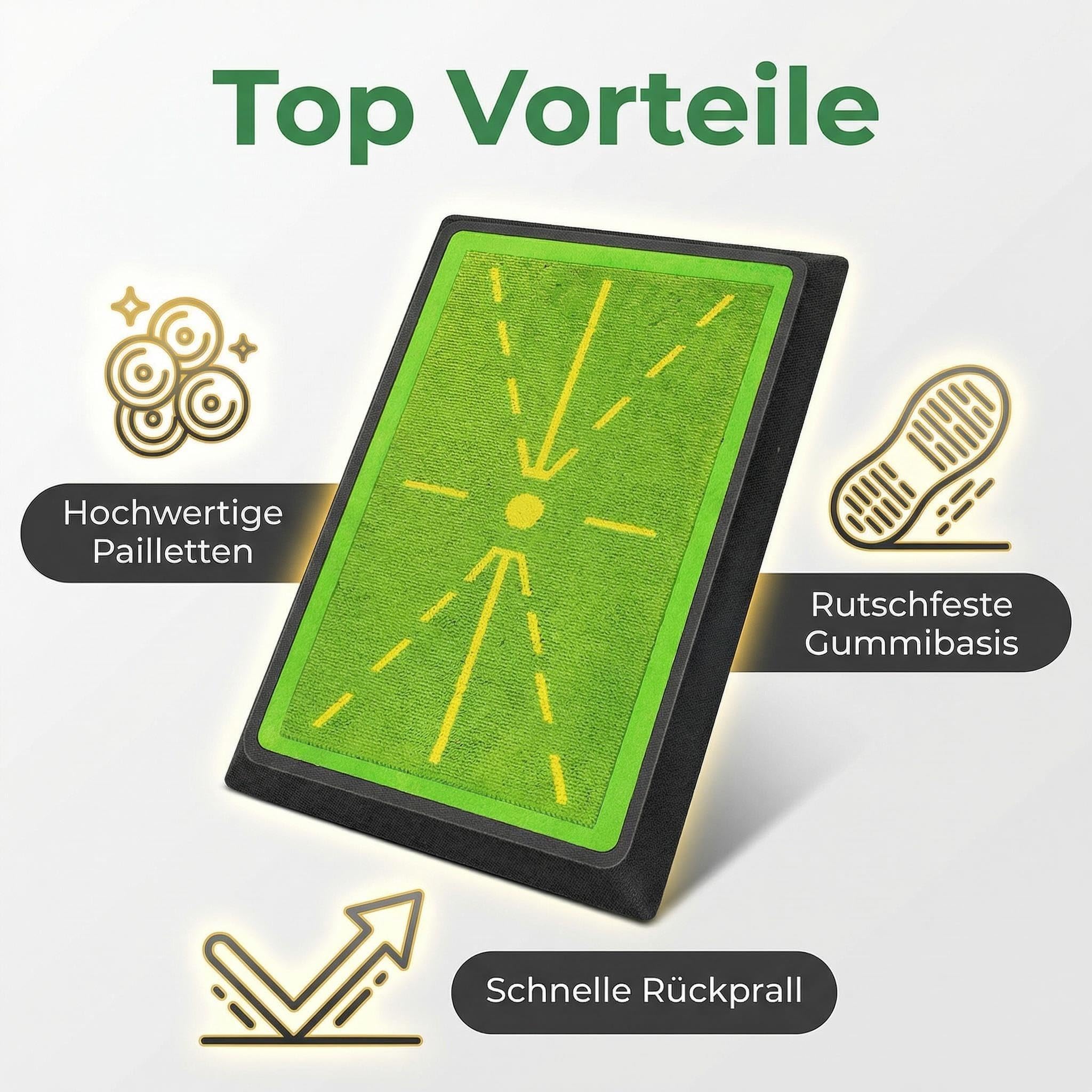 DULCE DOM Golf-Trainingsmatte mit Schwungbahn-Feedback | Indoor & Outdoor | rutschfeste Gummirückseite | Verbessert Schwunggenauigkeit & Ballkontakt | Trainingshilfe für Anfänger