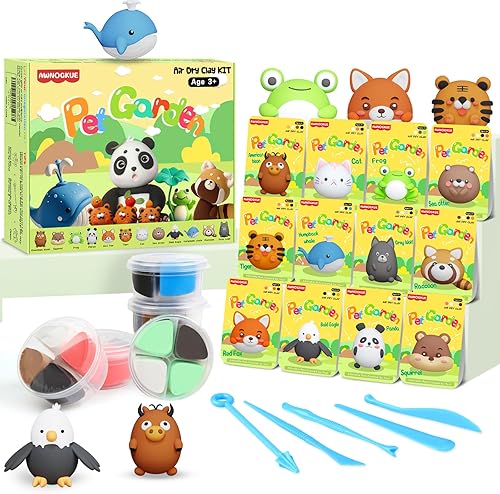 Arcilla seca al aire para niños, kit de arcilla para modelar 12 cajas con 5 herramientas de escultura, modelo de arcilla mágica segura no tóxica,