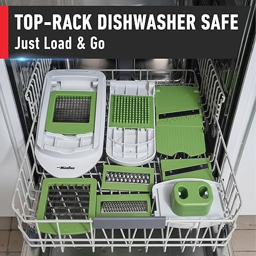 Miniatura 8 de Mueller Pro-Series 10 en 1 - Picadora de verduras, 8 hojas, cebollas, cortadora en cubitos, de huevos con recipiente, cortadora de patatas fritas