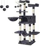 FEANDREA Cat Tree, Large Cat Tower, 64.6 Inches Cat Activity Center | Cat Condo, Smoky Gray UPCT087G01