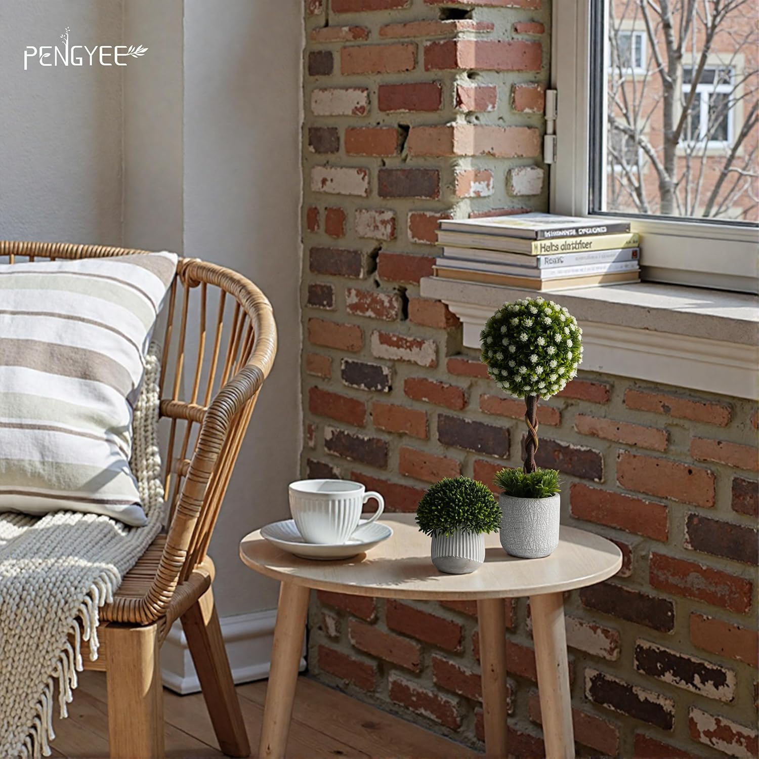 3 Pack Small Fake Plants 14 Inch in Farmhouse Concrete Planter, Artificial Boxwood Topiary ball Indoor for Home Decor, Small Faux Plants for Bathroom Bedroom Shelf Office Kitchen Room Decor - Flowers - Image 5