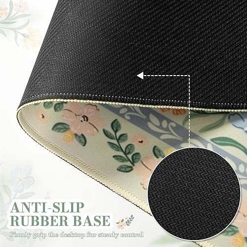 Miniatura 4 de iCasso Tapete de escritorio para escritorio, tapete de computadora floral verde para teclado y mouse, alfombrilla de mouse grande XXL, alfombrilla