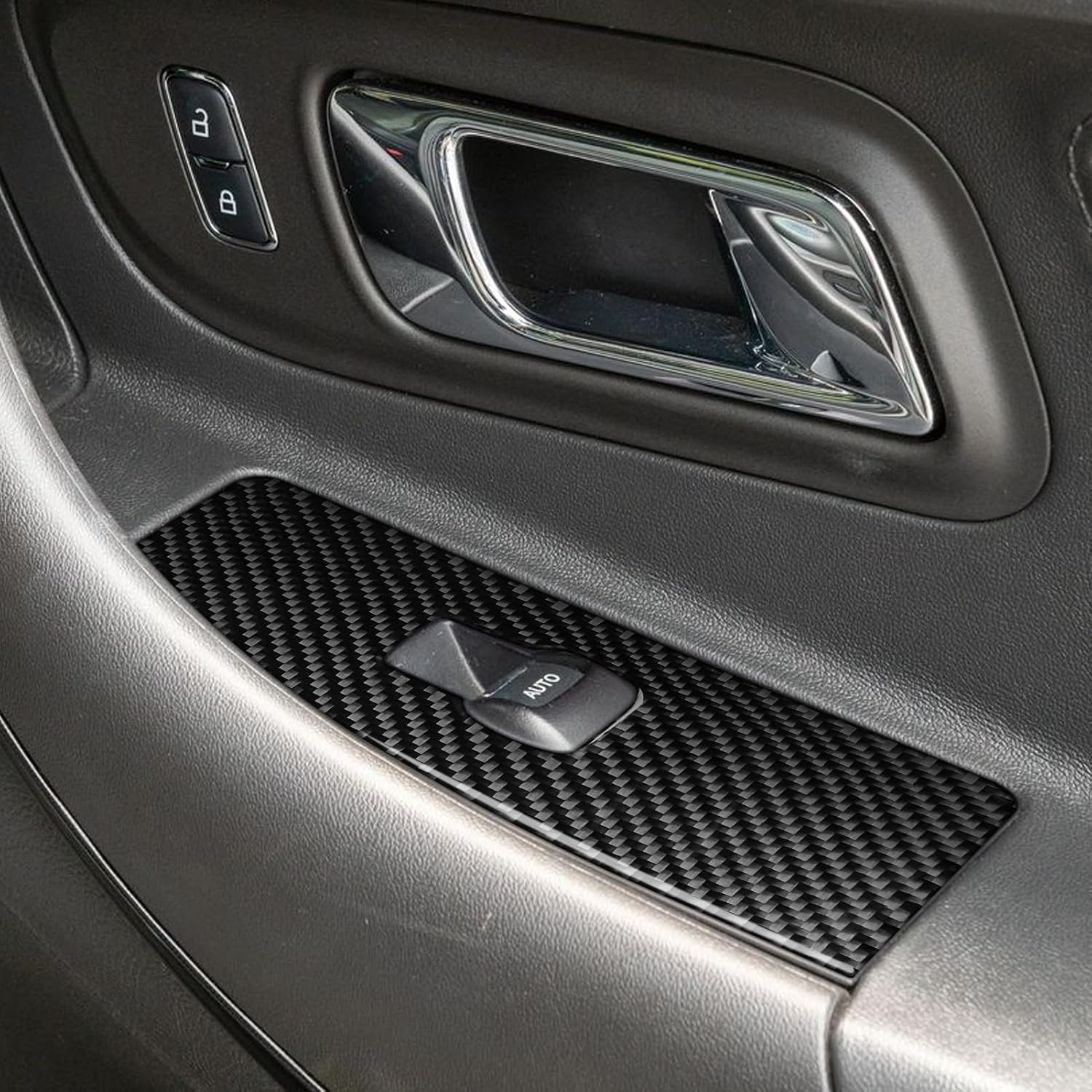 Real Carbon Fiber Compatible with Ford Taurus SEL/Limited/SE/SHO 2013-2019 2014 2015 2016 2017 2018 Accessories Car Front Window Lift Panel Cover Interior Trim Sticker Decal Black 2PCS