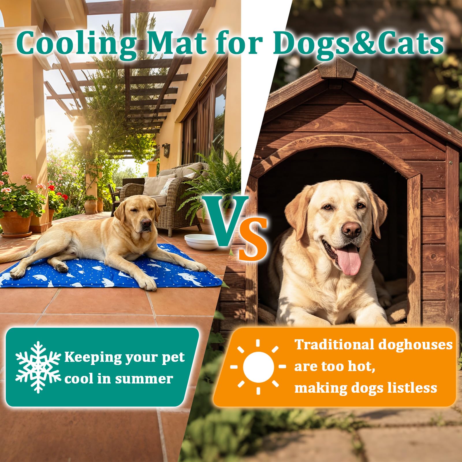 Cama Refrescante Perro, Almohadilla de Gel Autorefrescante Duradera e Impermeable para Perros y Gatos, Manta de Hielo Que Mantiene a Las Mascotas Frescas en Verano(Dark Blue, 50x60cm)