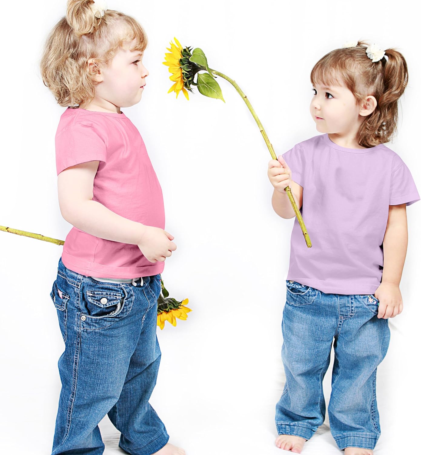 FEQO 6 Pack Toddler Girls Short Sleeve T Shirts Cotton Tees Summer Tops T-Shirt for Toddlers 2-5 Years - Image 2